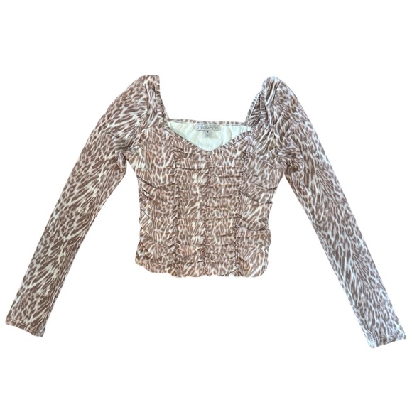 Sheer Leopard Print Stretchy Long Sleeve Top - Picture 4 of 10